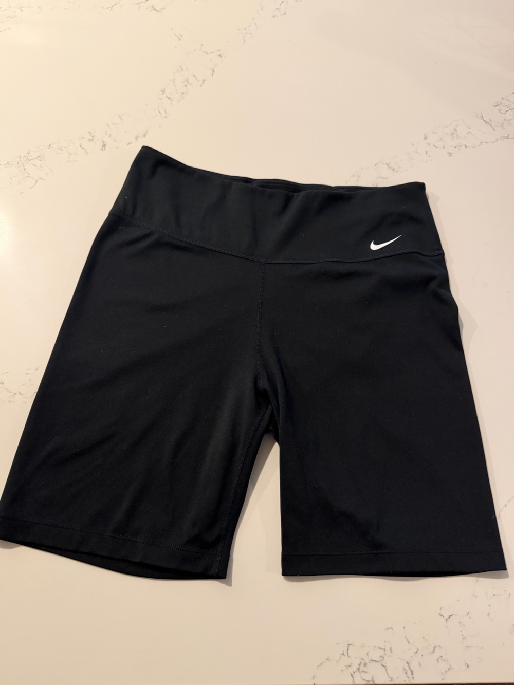 Nike Women's Black High-Waist Bike Shorts with White Swoosh size M